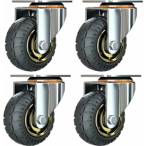 GABRIELLE Kit de 4 roues universelles de 3 pouces sans freins Roues de chariot silencieux Roues universelles oulettes Pivotantes 75mm Roues Plaques Industrielles Transport Roulettes pour meubles (1/5)