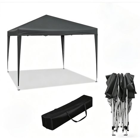 Pabellón plegable 3 x 3 m antracita con bolsa de transporte (1/5)