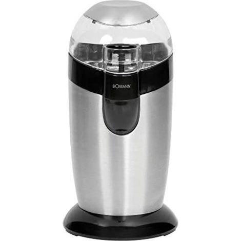 Bomann KSW 445 CB Molinillo Café Eléctrico, Especias, Semillas, 40 g café 20 tazas café, Cuchillas Acero Inox. 120W Negro/Plata (1/5)