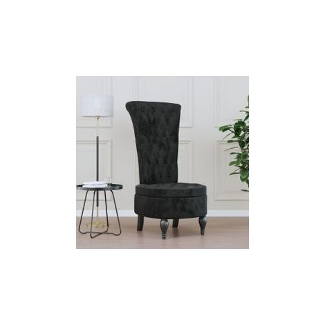 Chaise à dossier haut noir velours conception de bouton (1/5)