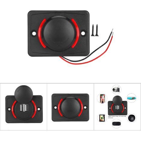 Prise allume-cigare double USB 3.1A 12V/24V pour voiture avec voyant LED rouge (1/5)