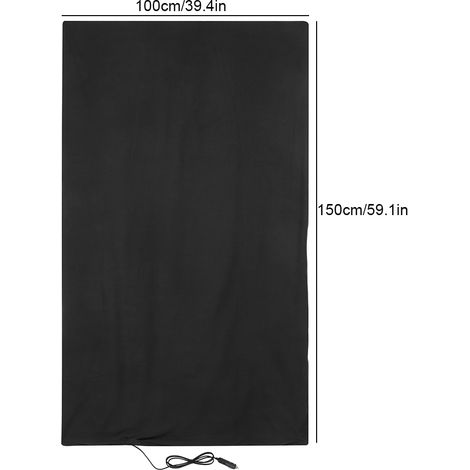 Couverture chauffante électrique portable 12 V pour voiture, idéale pour l'hiver et les animaux de compagnie (noire). (1/5)