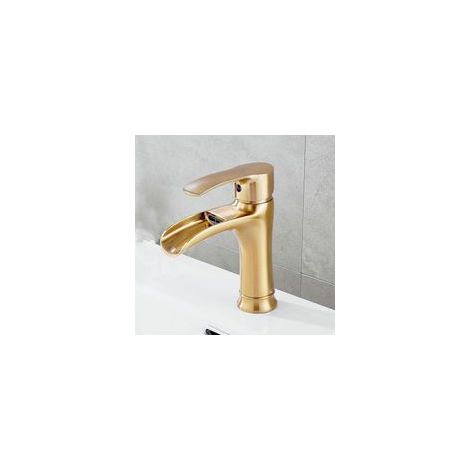 Robinet cascade or brossé Design élégant en laiton massif Pour vasque