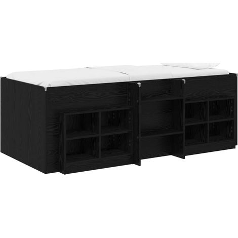 Loft Bed Frame with Cabinet 3 pcs Black Engineered Wood vidaXL (1/5)