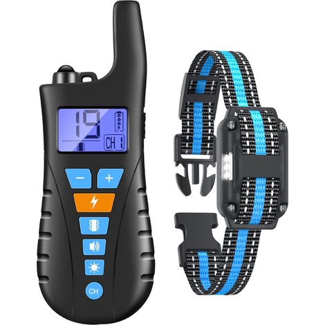 collier dressage chien avec télécommande de 800 m — Étanche, 3 modes d'entraînement pour chiens de grande, : signal sonore, vibration, lumière de localisation et stimulation électrique sécurisée