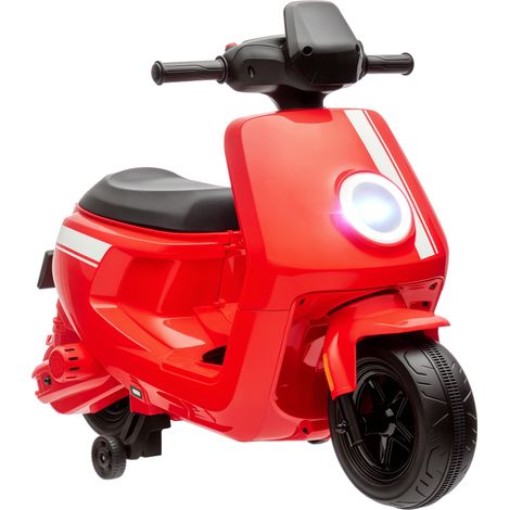 Elektrischer Kinderroller, Kindermotorrad mit Scheinwerfer und Musik, Vorwärts-/Rückwärtsgang und Stützrädern.