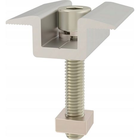 Mittelklemme 35mm + Vierkantmutter Set Photovoltaik-Module Solar PV ALU (1/3)