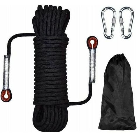 Ulisem Corde d'escalade corde tressée corde à linge corde d'escalade 10 mètres noir 12mm (1/4)