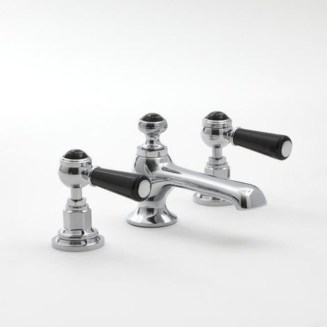 Mélangeur pour Lavabo Rétro – Chromé & Noir – Commandes Leviers - Elizabeth (1/5)