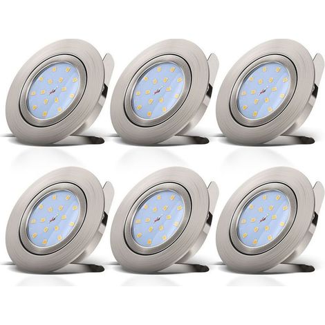 B.K.Licht – Lot de 6 spots encastrables LED ultraplats, orientables et à intensité variable, 5,5 W, blanc chaud 3000 K, spots encastrables, pour diamètre 68 mm (1/5)