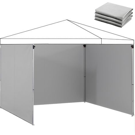 Ensemble de 3 panneaux latéraux avec fermeture éclair pour une tonnelle de 3 x 3 m, gris clair