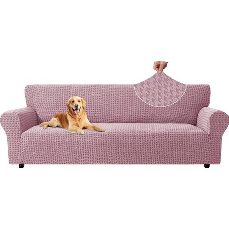 Stretch Sofa Überzug 4 Sitzer, rutschfest, Jacquard, waschbar, für Hunde & Katzen, Rosa (1/5)