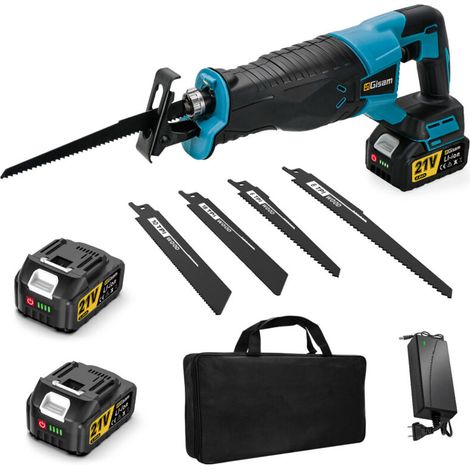 – Scie sabre sans fil 21V avec 2 batteries 4.0Ah – Moteur sans balais 4000 SPM – Profondeur de coupe 255mm – 4 lames acier multi-usages - AVCE 2 X (1/5)