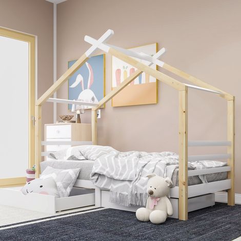 Bett Bettgestell Stauraum 90x200 Massivholz OKMYHOME (1/5)