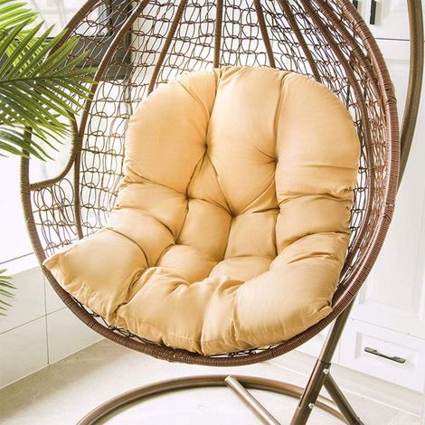 Coussin pour Fauteuil Suspendu Œuf, Housse de Siège Balancelle Intérieur/Extérieur, Assise Épaisse et Confortable, Coussin de Dos et Oreiller pour Chaise Hamac, Tissu Doudoune pour Jardin et Terrasse (1/3)