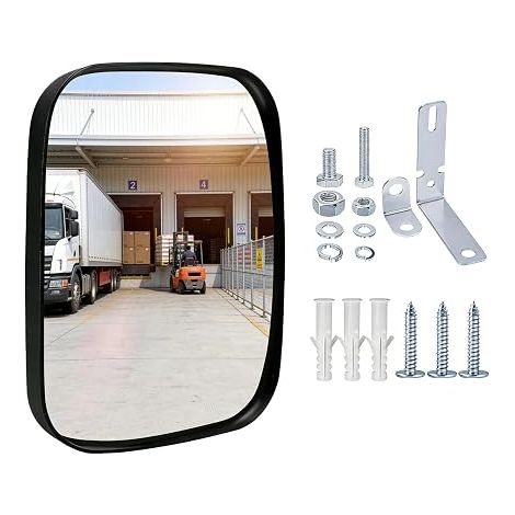 Miroir Convexe 19 x 16 cm, Grand Angle Réglable, Vision Miroir Routier Sorties, Garage, Allées, Parking, Hôpital, Usage Intérieur Extérieur (1/5)