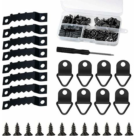 251 pièces Attache Cadre Accroche Tableau Kit de Suspension pour Cadre Photo Fixations Accroche Photo avec Boîte de Rangement et 150 Vis Noir (1/5)