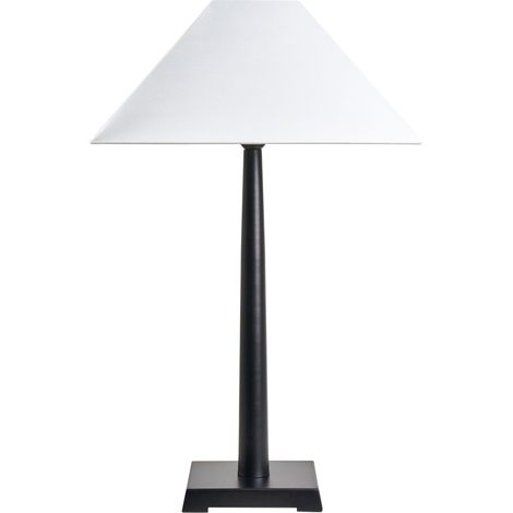 Lampada da tavolo con base in metallo e paralume in tessuto bianco Illuminazione moderna per camera da letto e soggiorno Nero Dhud