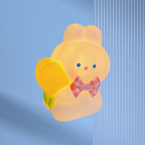 Veilleuse lapin mignonne pour enfants, lampe lapin kawaii, veilleuse animal, veilleuse lapin sans fil à piles (1/5)