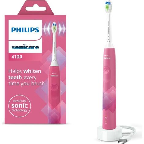 Cepillo de dientes eléctrico - Philips - Sonicare 4100 - Rosa - 2 modos - Sensor de presión (1/5)