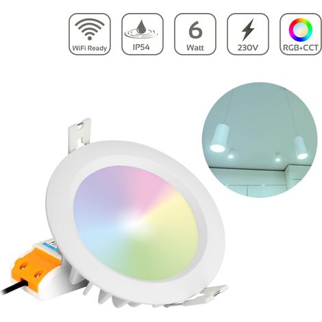 MiBoxer RGB+CCT LED Einbaustrahler rund weiss 6W IP54 Ø111mm 2.4GHz WiFiready FUT063