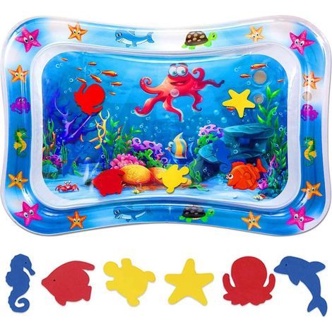 Aufblasbare Spielmatte – Für Babys von 0 bis 12 Monaten – Mit sensorischem Wasser – Maritimes Design – BPA-freies PVC – 1 Stück (1/5)