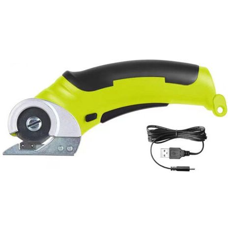 Ciseaux Électriques Sans Fil avec Lame, Coupe-Rotative per Tissus et Textiles, Mini Cutter Couture avec Batterie Intégrée, Couper Tranchantes pour Tapis, élagage, Plastique, Carton, Cuir, Vert (1/5)