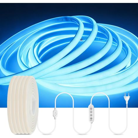Ruban LED COB Néon Dimmable Ice Blue 3M, 230V 288 LED/m, Minuterie, IP65 Étanche, Flexible, Cuisine Chambre Fête (1/5)