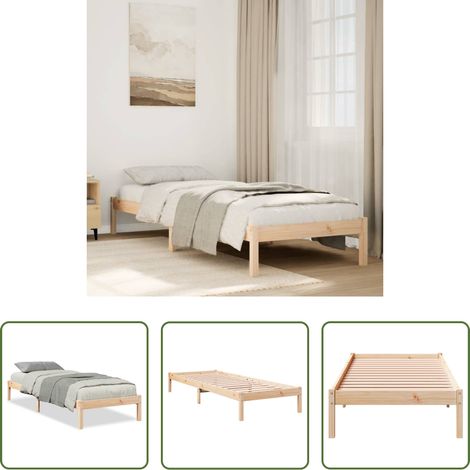 Cadre de lit - Cadre de lit extra long sans matelas 90x210 cm bois massif pin (1/5)