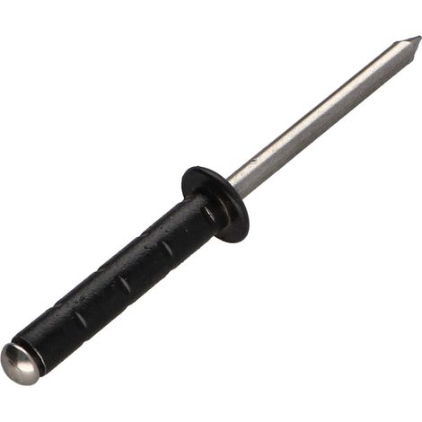 Rivet Corps Aluminium / Tige inox Tête plate 4.8X25 RAL9005 noir foncé POL
