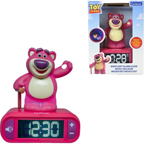 Lexibook, Disney Toy Story, Sveglia Luce Notturna Lotso, Personaggio Luminoso, Effetti sonori, Scelta di allarmi, Schermo LCD retroilluminato, Snooze, Viola, RL800TS1 (1/5)