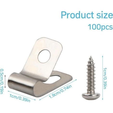 Lot de 100 Pinces de Fixation pour Fil de Clôture en Acier Inoxydable avec Vis – Clips Serre-Câble pour Clôtures Agricoles et Cages (1/3)