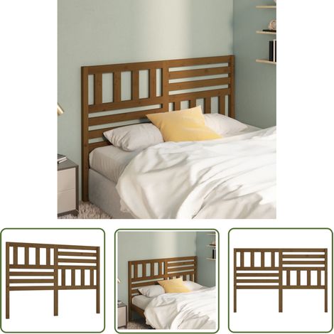 The Living Store Tête de lit Marron miel 156x4x100 cm Bois massif de pin - Tête De Lit - Literie - Meuble De Chambre - Bois Massif - Tête De Lit En Bois (1/5)