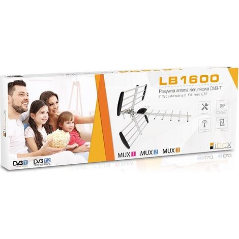 Libox antenna kierunkowa 16-el. pasywna dvb-t z filtrem lte lb1600 antenna tv esterna 18 db (1/5)