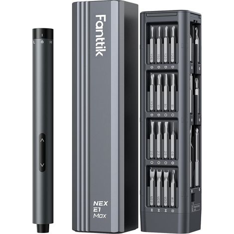 Mini-tournevis électrique, set de tournevis de précision avec 50 embouts magnétiques, 2 vitesses de couple, convient pour téléphone portable/caméra/ordinateur portable/montre (gris) (1/5)
