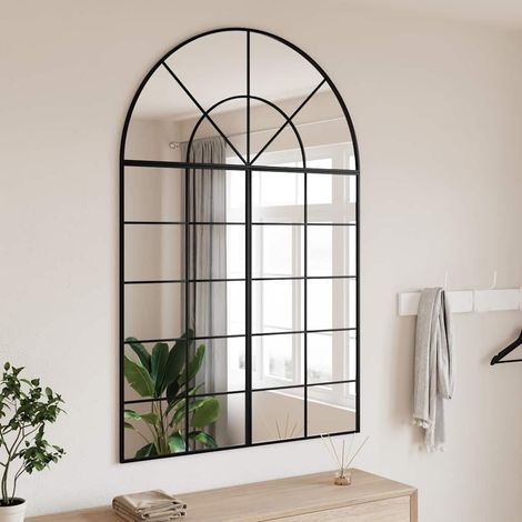 vidaXL Specchio da Parete Nero 100x150 cm Arco in Ferro (1/5)