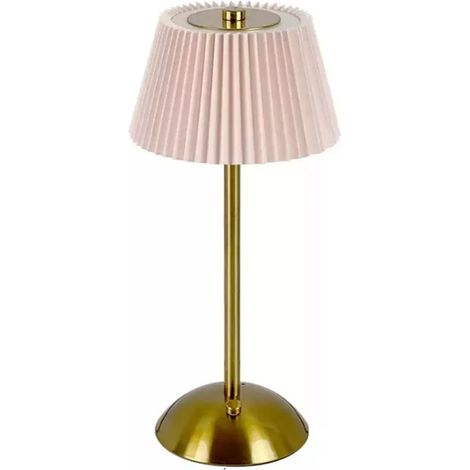 Lampe de bureau LED rechargeable portable (rose), à commande tactile, abat-jour en tissu, éclairage d'ambiance pour le salon