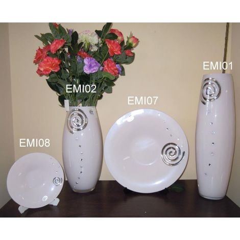 Vaso Decorativo Casa in Vetro Amina Bianco Emily 50 cm (1/2)
