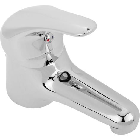 PrimeMatik - Rubinetto monocomando con cartuccia ceramica per lavabo cromato con funzioni acqua calda e fredda