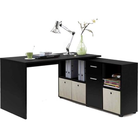 Bureau d'Angle Réversible "Oxela" 135cm Noir (1/2)