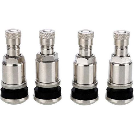 Schlauchlose Reifenventile für Autos – 4er-Pack, silberfarbener Edelstahl, 45 mm Länge, einfache Montage