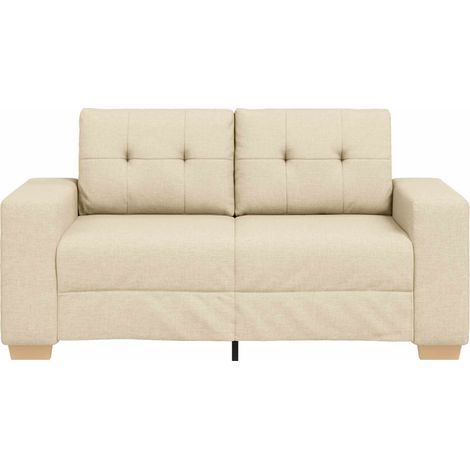vidaXL Sofá de dos plazas Crema 160 cm tela (1/2)