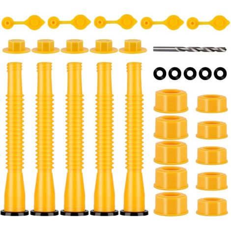 Ersatz-Ausgießer-Set für Benzinkanister, flexibler Ausgießer geeignet für 1/2/5/10-Gallonen-Benzinkanister, Ersatz-Ausgießer für Kraftstoffkanister (gelb) (1/5)