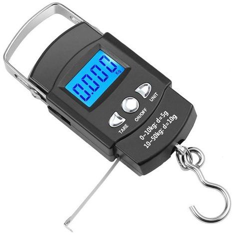 Balanza para equipaje, balanza electrónica con gancho colgante de 50 kg, balanza digital portátil para maletas de viaje. (1/5)