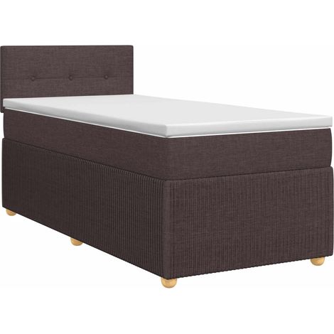 Maison Exclusive - Lit boxspring avec matelas Marron foncé 90 x 200 cm Tissu (1/5)