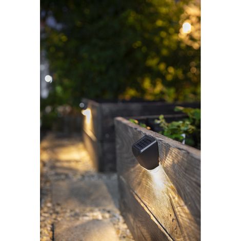 Lot de 2 Appliques solaires murales 5 lm, lumière chaude, efficace pour baliser murs et clôtures
