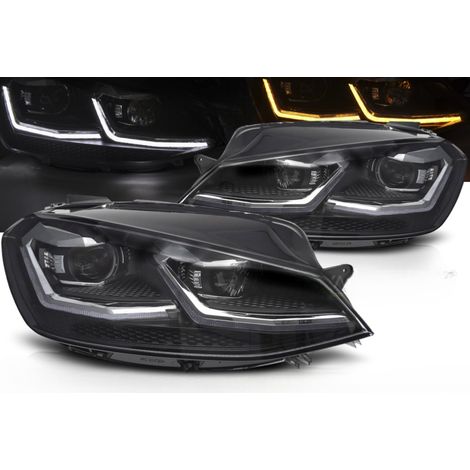 Paire de feux phares VW Golf 7 17-19 LED TRU DRL Dyn Noir Silver-42722780