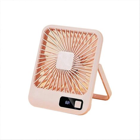 Ventilateur de bureau compact et multi-alimentation, modèle fin et rechargeable rose (1/5)