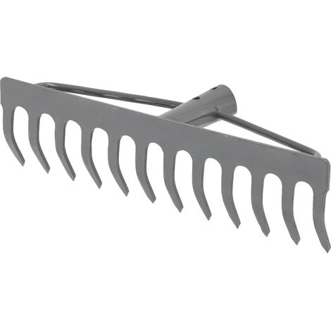 KOTARBAU® Rateau à Feuille - Métal - 31 cm - Râteau Jardin - 12 Dents - Gris - Outil Robuste Pour Entretien Gazon Jardinage - sans Manche (1/5)