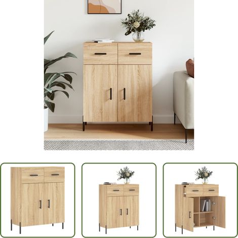vidaXL Metallbeine - Sideboard Sonoma-Eiche 69,5x34x90 cm Holzwerkstoff (1/5)